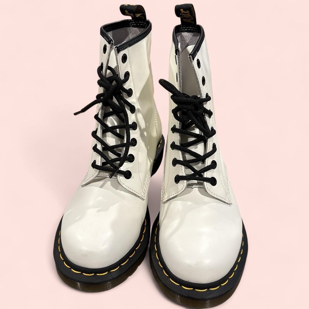 White leather Dr. Martens 1460 boots